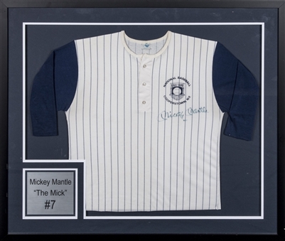 Mickey Mantle Signed Cooperstown Jersey In Framed Display (JSA)